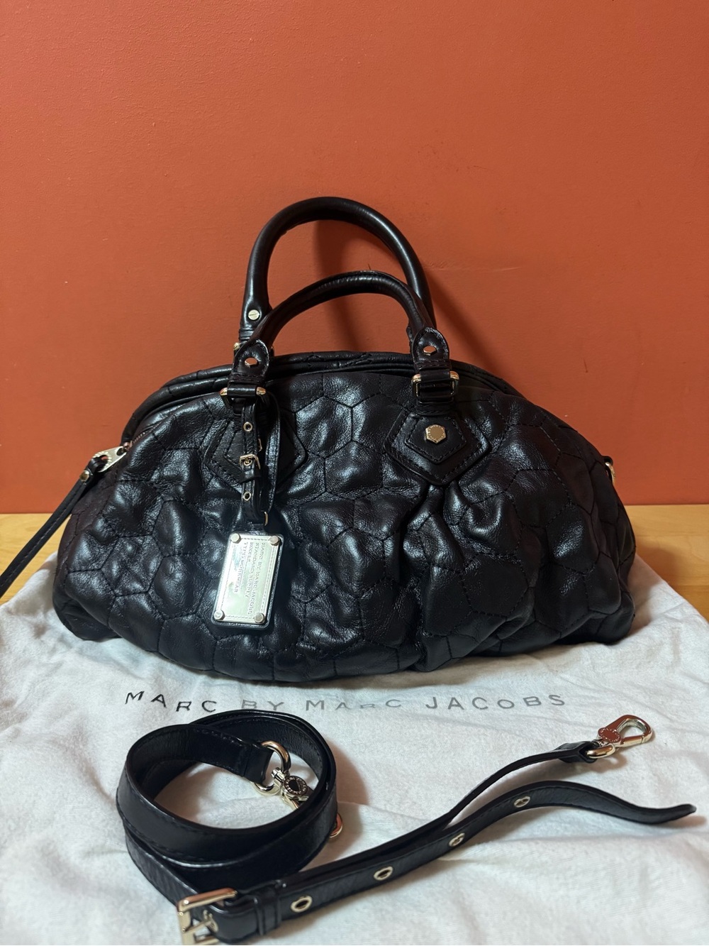 Vintage Marc by Marc Jacobs Quilted Classic Q Groovee Satchel Black Leather EUC